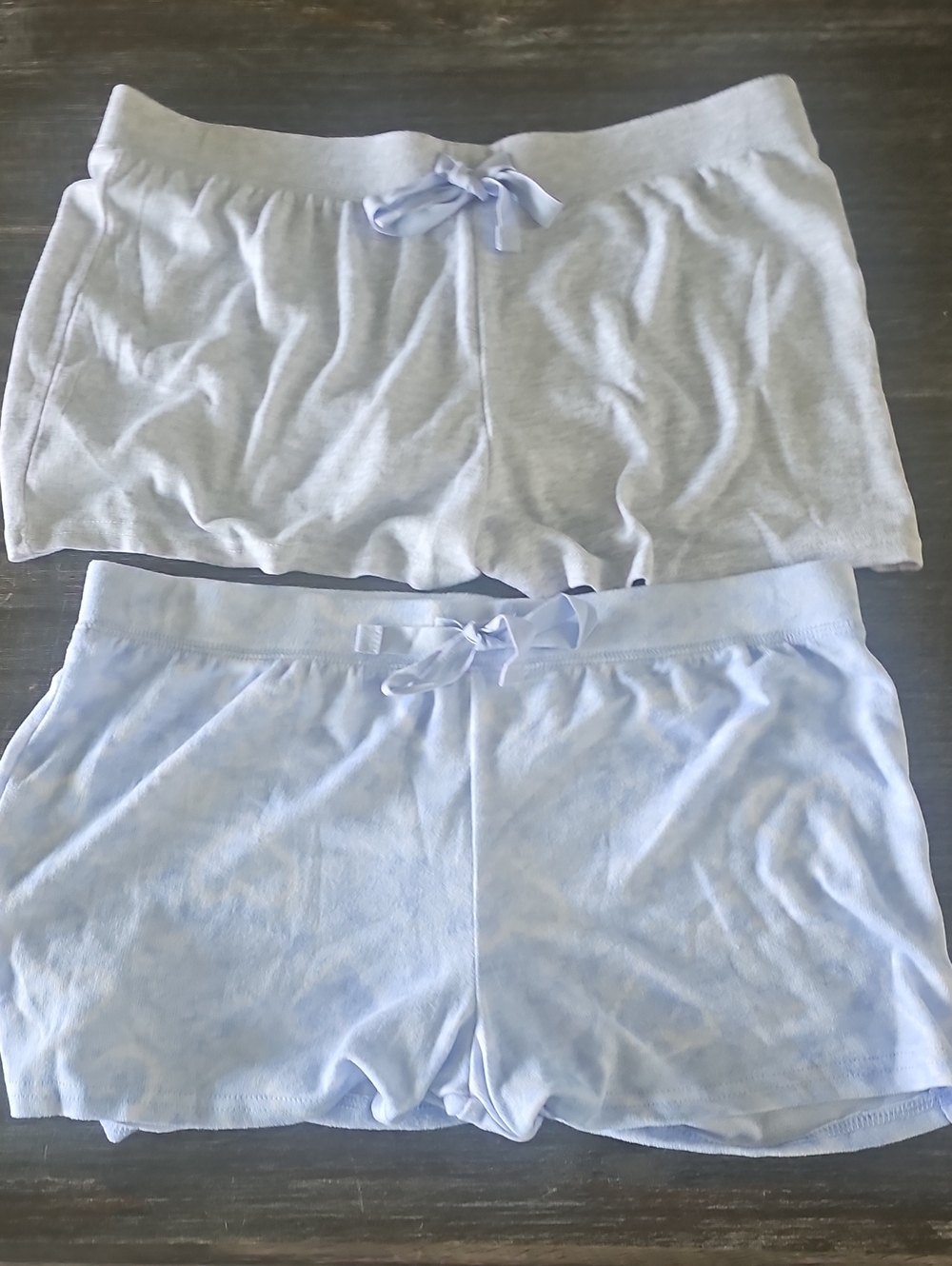 Womens/girls, Lt Blue & Grey, Cozy Drawstring Sleep/Lounge Shorts - Large